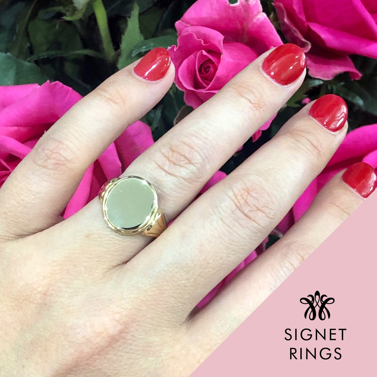 Signet Rings and Diamond Huggie Bands