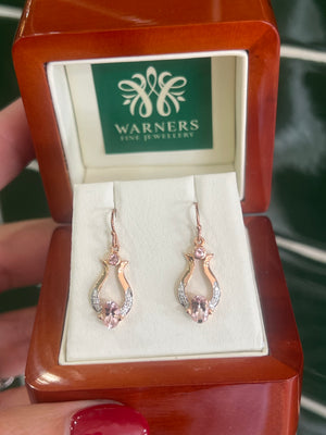 Morganite and Diamond Earrings in 9ct Rose Gold