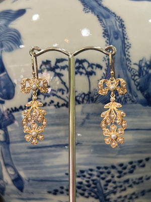 Seed Pearl Earrings in 9ct Yellow Gold