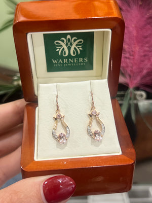 Morganite and Diamond Earrings in 9ct Rose Gold