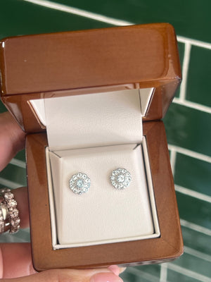 Aquamarine Daisy Studs in 9ct White Gold