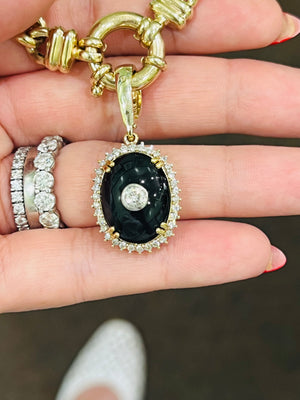 Onyx and Diamond Enhancer in 9ct Yellow Gold