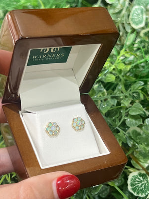 Opal Daisy Studs in 9ct Yellow Gold