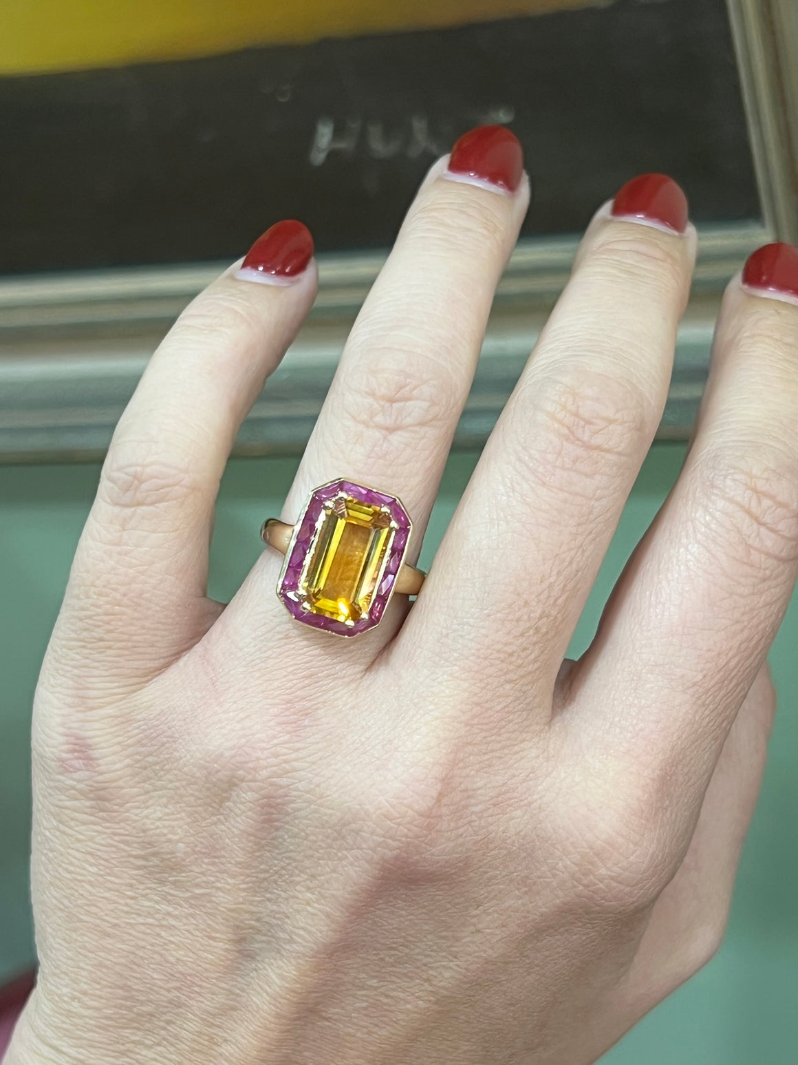 Citrine and Ruby Ring in 9ct Yellow Gold