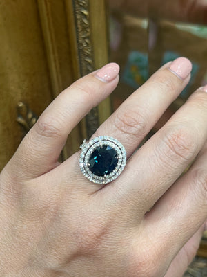 Australian Sapphire and Diamond Ring in 18ct White Gold