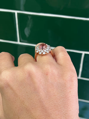 Pink Tourmaline and Diamond Ring in 18ct Rose Gold