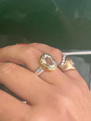 Green Amethyst Cocktail Ring in Sterling Silver