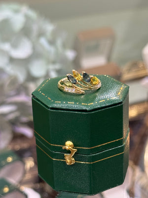 Australian Sapphire and Diamond Ring in 18ct Yellow Gold