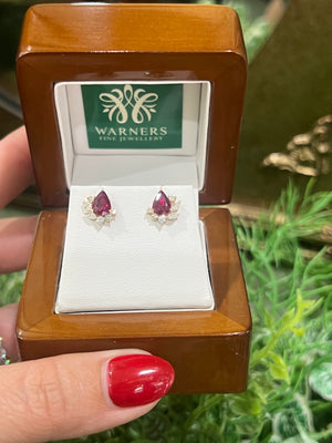 Ruby and Diamond Earrings in 18ct Yellow Gold