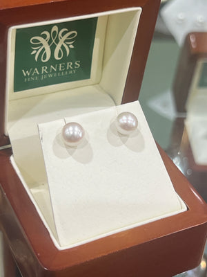 Round Pearl Studs - 7mm - Sterling Silver