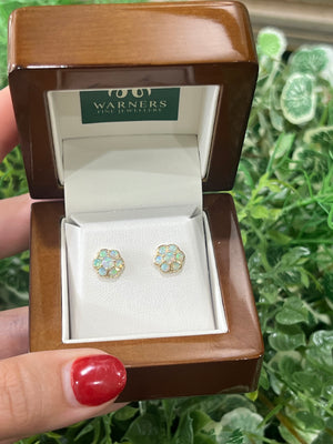 Opal Daisy Studs in 9ct Yellow Gold