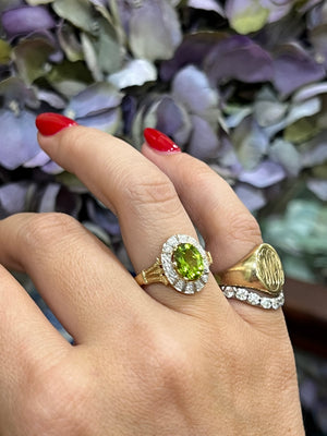 Peridot and Diamond Ring in 9ct Yellow Gold