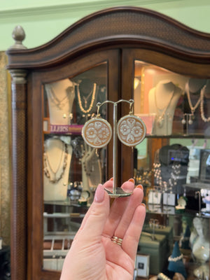 Medium Floral Cameo Earrings in Yellow