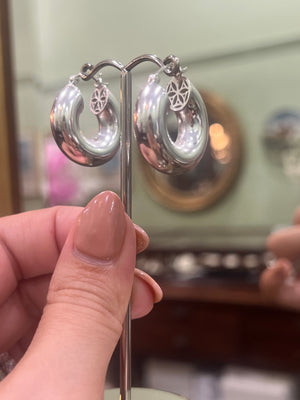 Thick Hoop Earrings in Sterling Silver