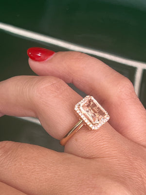 Morganite and Diamond Ring in 18ct Rose Gold