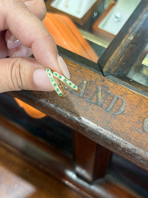 Emerald and Diamond Huggies in 9ct Yellow Gold