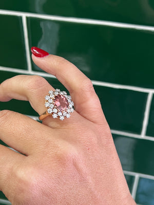 Pink Tourmaline and Diamond Ring in 18ct Rose Gold
