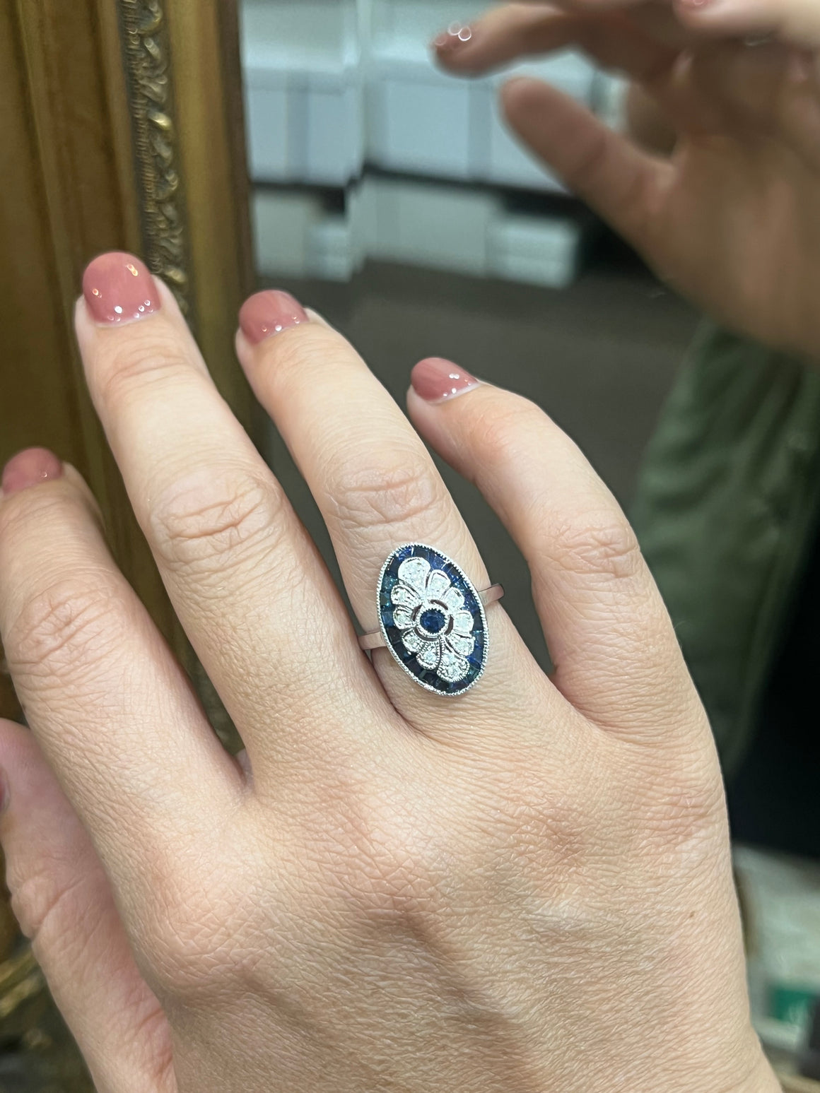 Australian Sapphire and Diamond Ring in 9ct White Gold