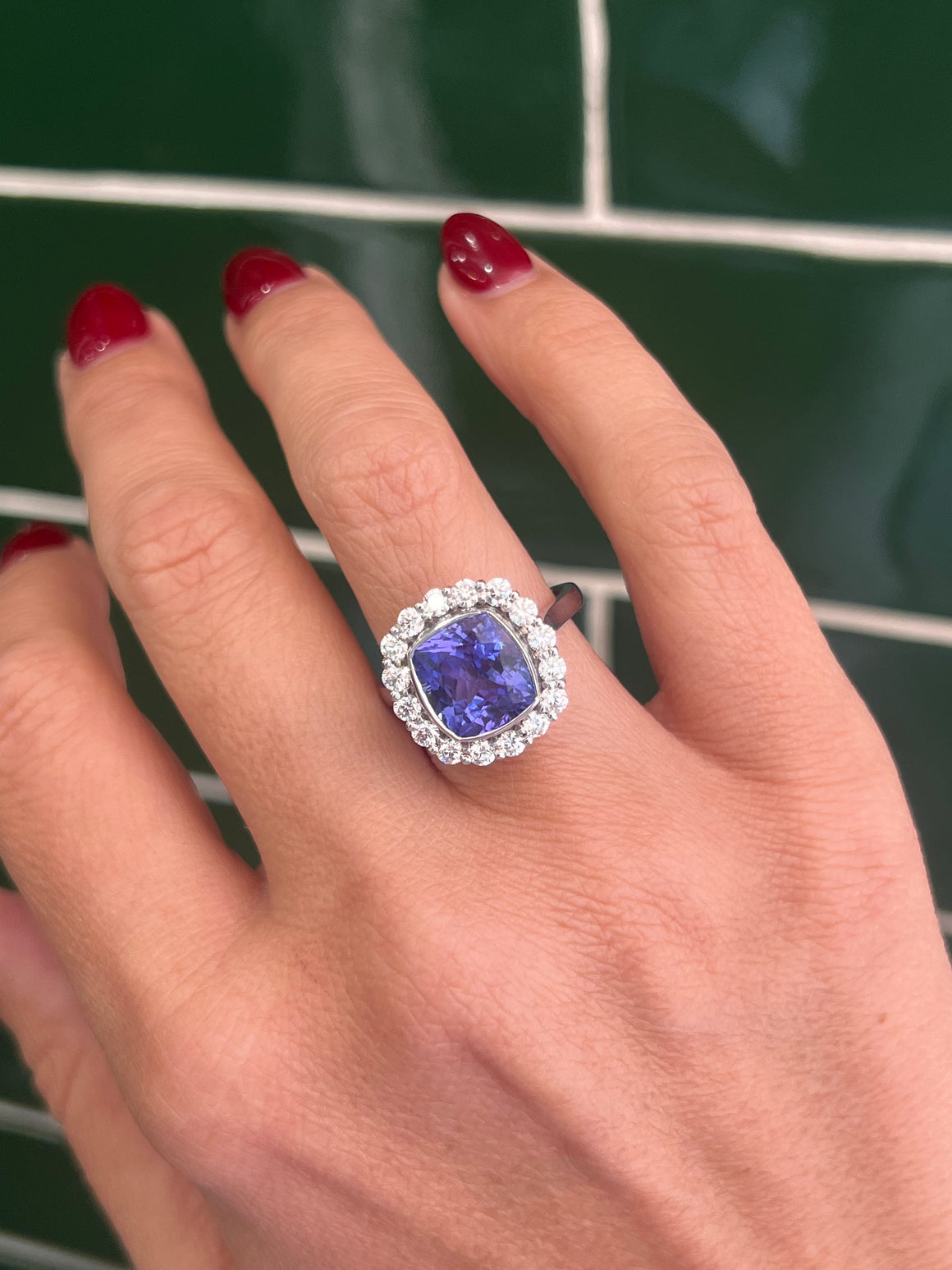 Tanzanite and Diamond in 18ct White Gold