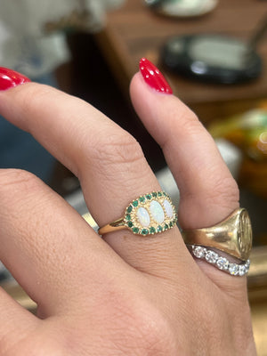 Opal and Emerald Ring in 9ct Yellow Gold