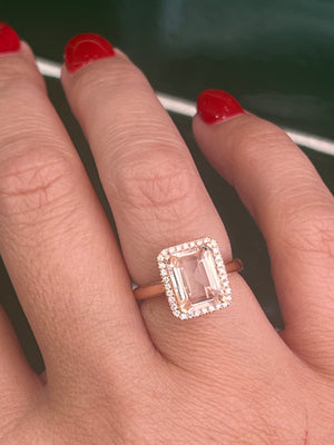 Morganite and Diamond Ring in 18ct Rose Gold