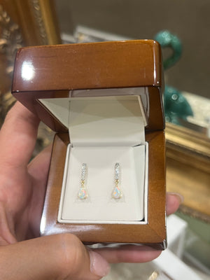 Opal and Diamond Earrings in 9ct Yellow Gold