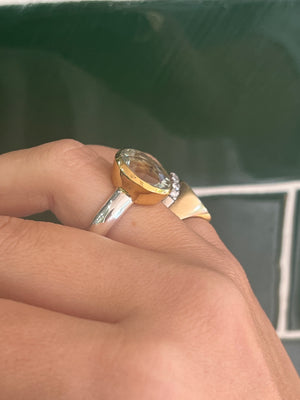 Green Amethyst Cocktail Ring in Sterling Silver