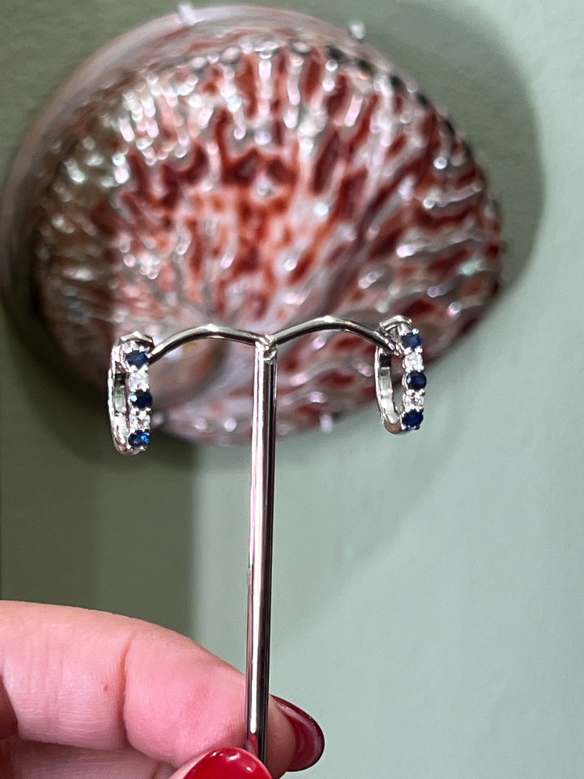 Sapphire and Diamond Huggies in 18ct White Gold