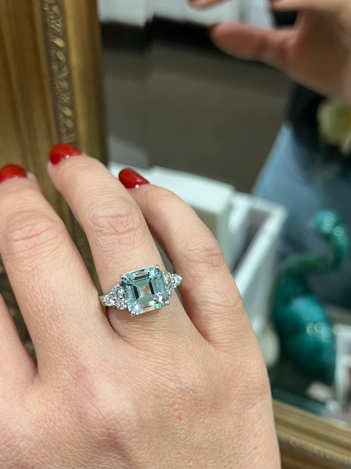 Aquamarine and Diamond Ring in 18ct White Gold