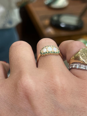 Opal and Emerald Ring in 9ct Yellow Gold