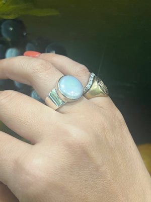 Coin Pearl Ring in Sterling Silver