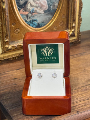 Solitaire Diamond Studs - Bezel Set - 0.40ct TDW