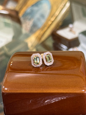 Australian Parti Sapphire and Diamond Earrings in Yellow Gold