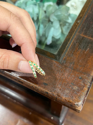 Emerald and Diamond Huggies in 9ct Yellow Gold