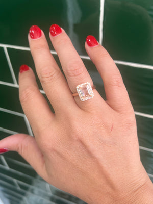 Morganite and Diamond Ring in 18ct Rose Gold