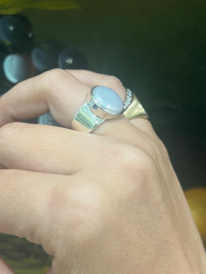 Coin Pearl Ring in Sterling Silver