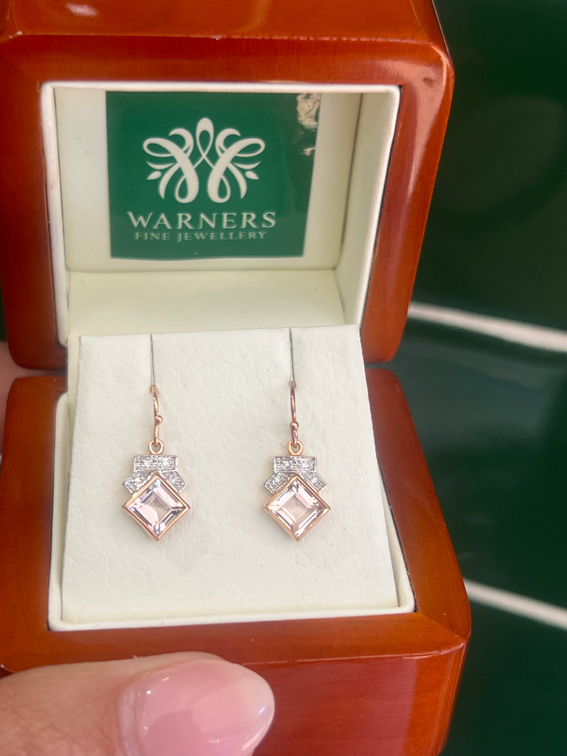 Morganite and Diamond Earrings in Rose Gold