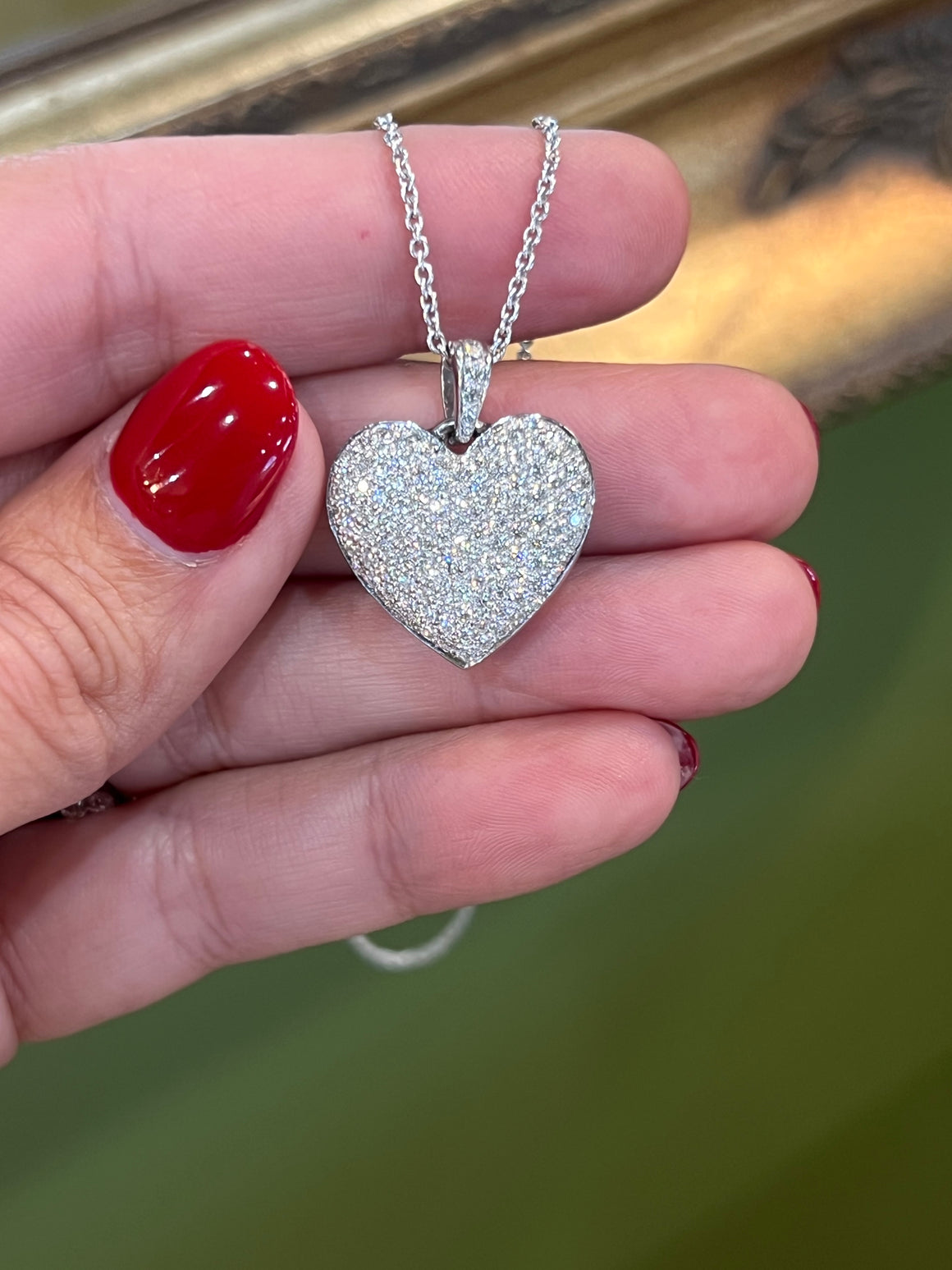 Grande Diamond Heart Necklace in 18ct White Gold