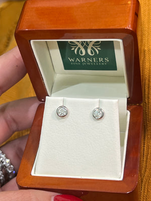 Solitaire Diamond Studs - Bezel Set - 0.40ct TDW