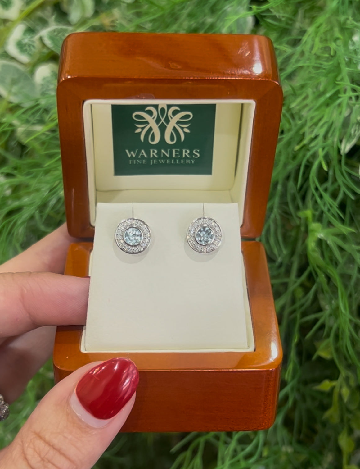 Aquamarine and Diamond Studs in 18ct White Gold