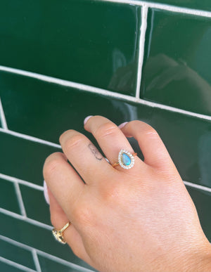 Opal and Diamond Ring in 9ct Yellow Gold