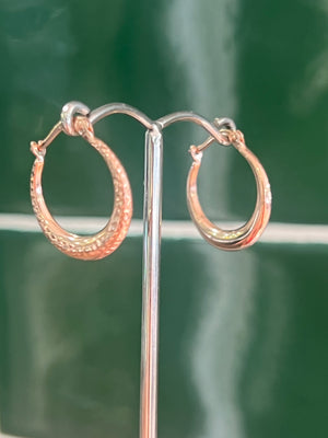 Rose Gold Hoops - Etched