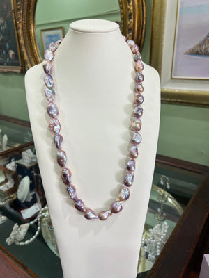 Baroque Pearl Necklace Violet and Champagne - LONG 70cm