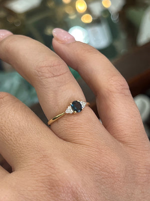 Sapphire and Diamond Ring in 9ct Yellow Gold