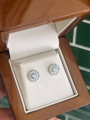 Aquamarine Daisy Studs in 9ct White Gold