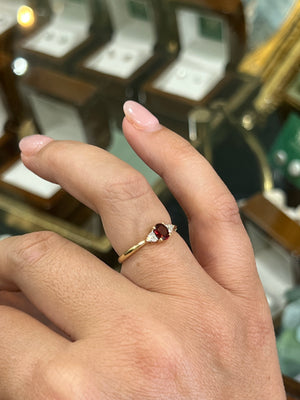 Garnet and Diamond Ring in 9ct Yellow Gold
