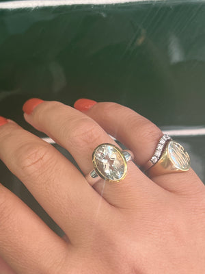 Green Amethyst Cocktail Ring in Sterling Silver
