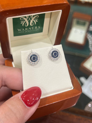 Sapphire and Diamond Earrings in 9ct White Gold