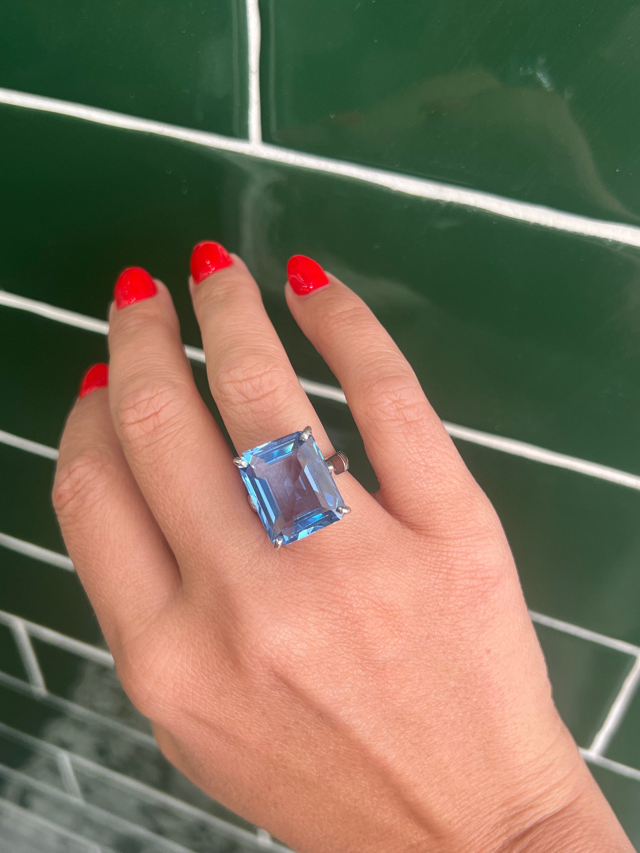 Blue cocktail hot sale ring