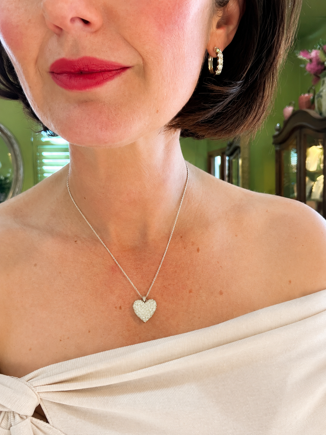Diamond Heart Necklace in 18ct White Gold